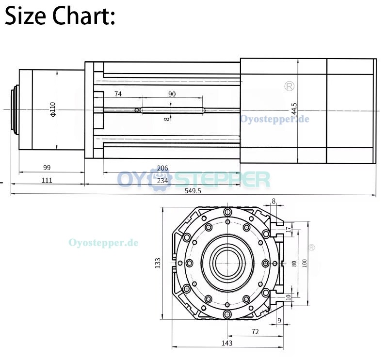 Luftgek&uuml;hltes ATC HF-Spindel Set 9kW &Oslash;125mm ISO30 220V/380V mit 11kW Fuling Drehstrom Frequenzumrichter